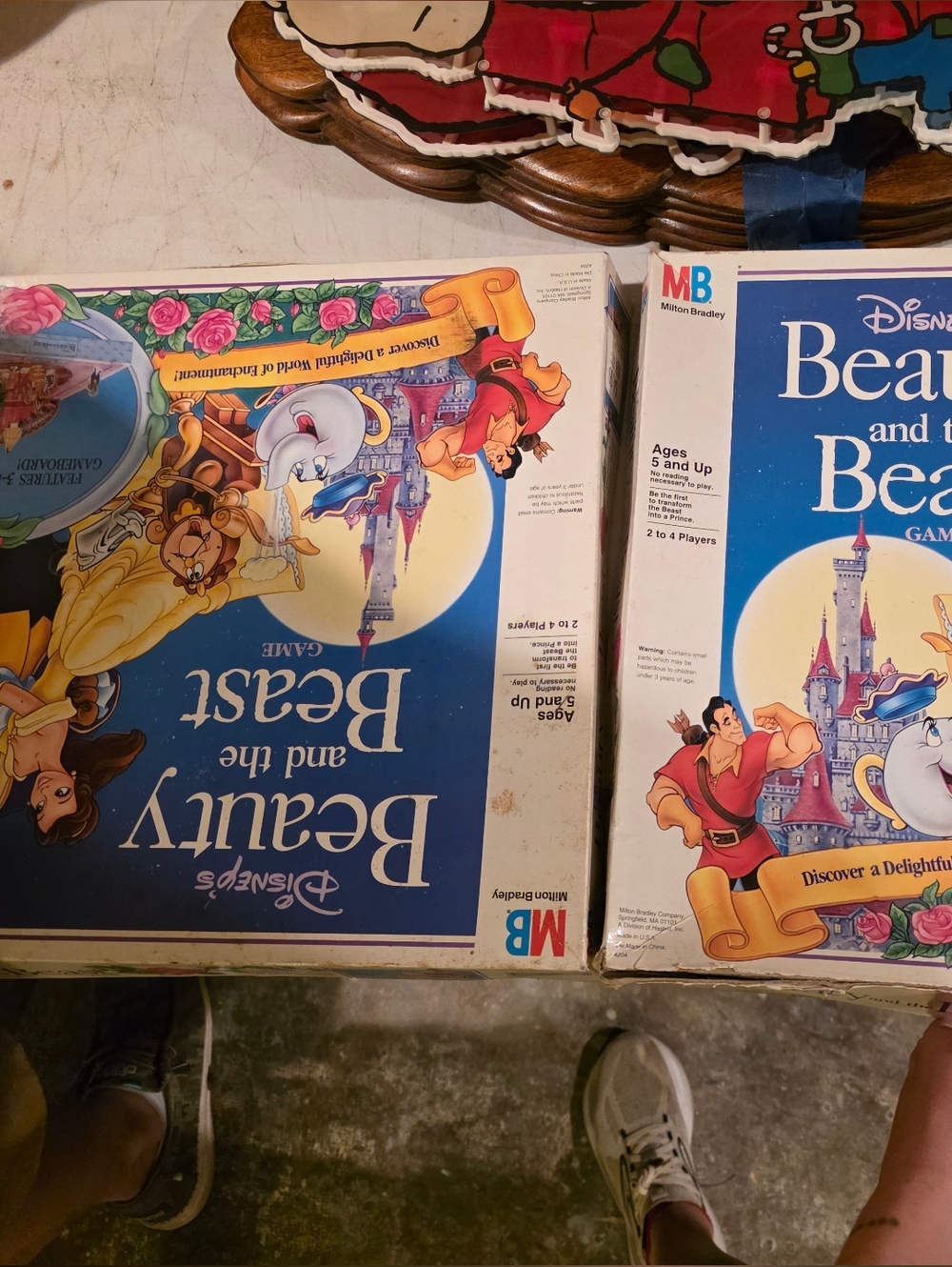 TWO Vintage Disney Beauty and the Beast Board Game - Classic Blue Box